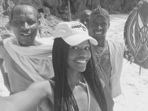 Posing with Maasai in Mombasa