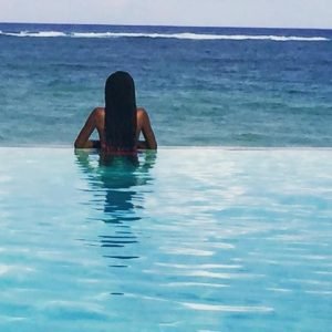 View of the ocean from the pool in Mombasa